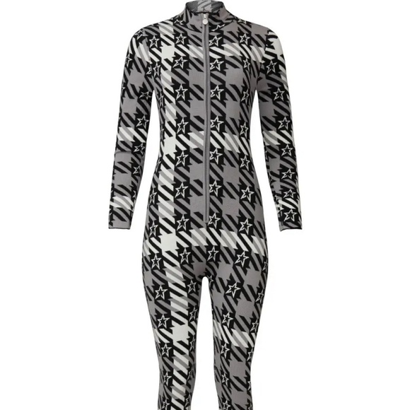 Perfect Moment Black and White Star Long Sleeve Marino Wool Base Layer - Picture 4 of 6